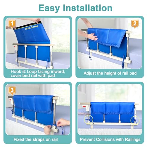 NEAUDE Bed Rail Covers for Hospital Bed Elderly Adults Bumper Seniors Guard Rail Bumpers Pads Bed Protector Side Padded Cover Bed Rail Padding Rails Not Included, Padded Cover Only (32x12inch, 2 PCS) - Image 5