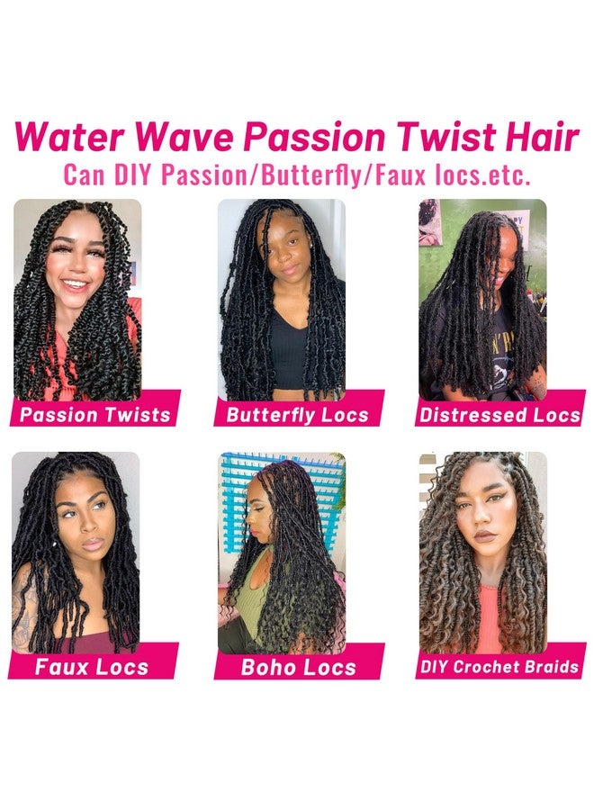 Dorsanee Ombre Brown Passion Twist Hair 18 Inch 7 Packs Water Wave Crochet Hair Long Bohemian Curly Braiding Hair for Butterfly Locs, Faux Locs, Boho Style Spring Twist Crochet Braids (T30#) - Image 4