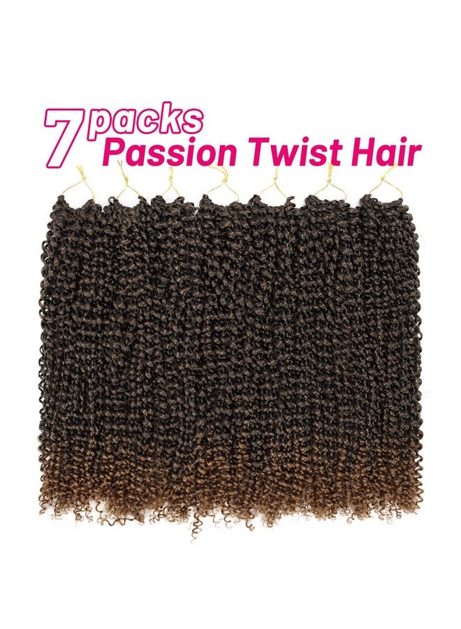 Dorsanee Ombre Brown Passion Twist Hair 18 Inch 7 Packs Water Wave Crochet Hair Long Bohemian Curly Braiding Hair for Butterfly Locs, Faux Locs, Boho Style Spring Twist Crochet Braids (T30#) - Image 2