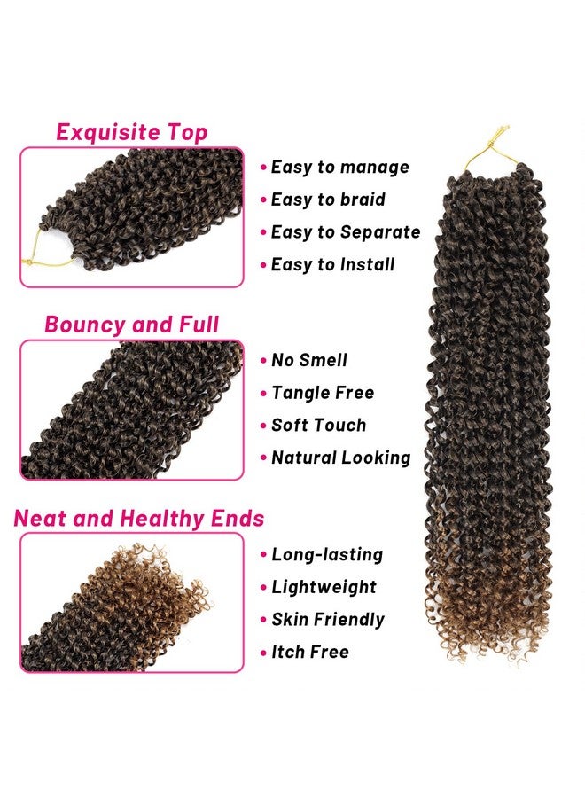 Dorsanee Ombre Brown Passion Twist Hair 18 Inch 7 Packs Water Wave Crochet Hair Long Bohemian Curly Braiding Hair for Butterfly Locs, Faux Locs, Boho Style Spring Twist Crochet Braids (T30#) - Image 5