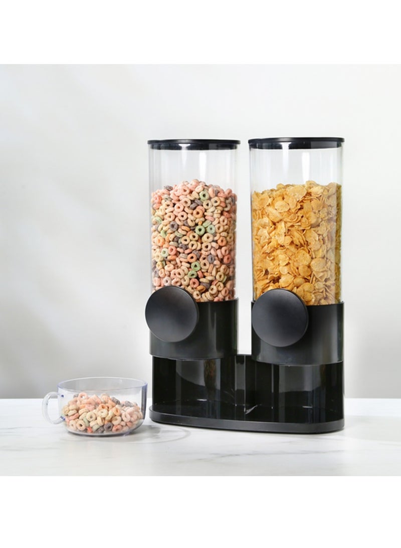 Felli Durable and Sturdy Dual Cereal Dispenser Black and Clear 3000ml - Image 1