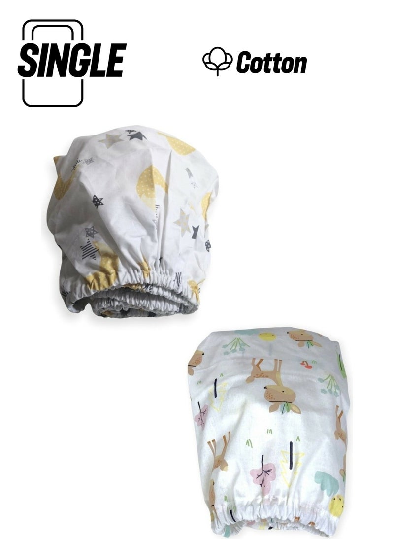 Bebek Özel Baby Special Cotton Baby and Kids Fitted Sheet Yellow Crescent Star and Karaca 70X160 (2 Pieces) 