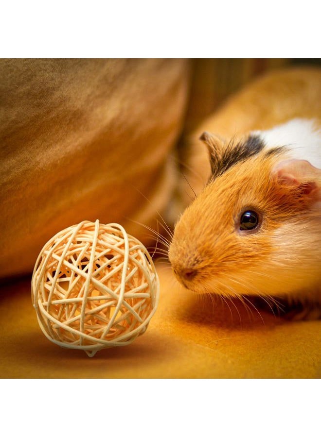 Bac-kitchen 8 Pcs Small Animals Play Balls Rolling Activity Chew Toys Gnawing Treats for Rabbits Guinea Pigs Chinchilla Bunny Natural Balls, Pet Cage Entertainment Accessories (8 Pcs+ Pine Cone) - Image 5