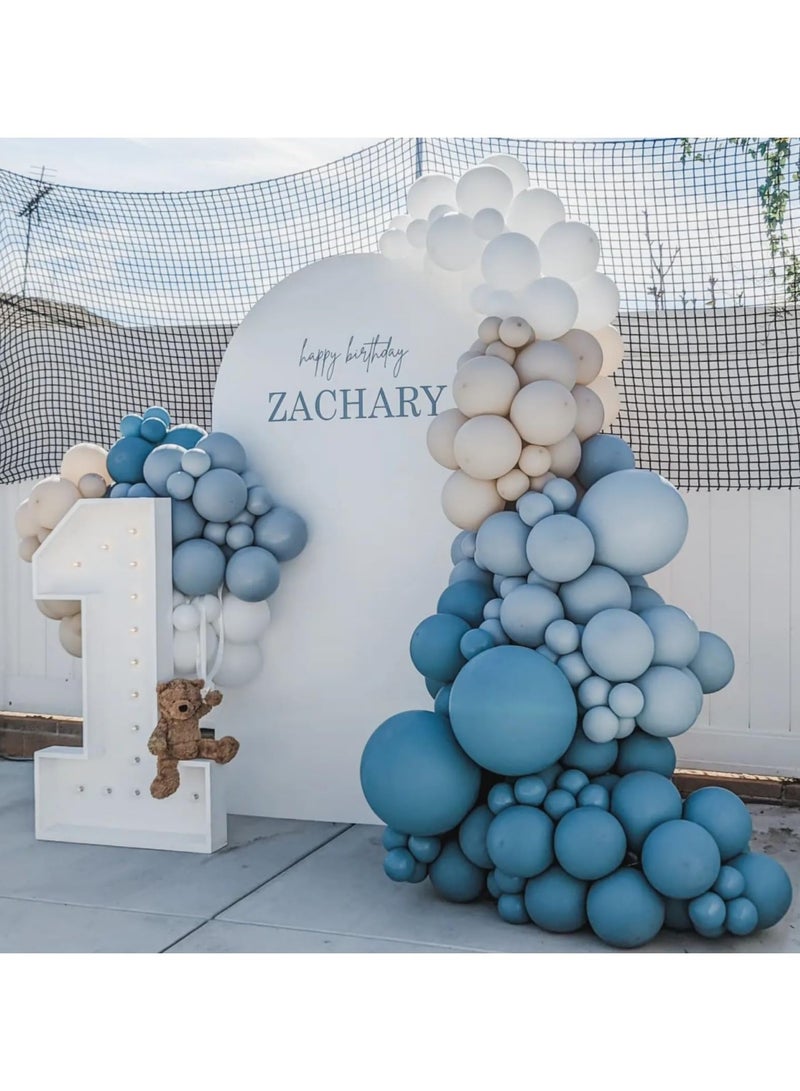 الغبار الأزرق بالون اكليلا من الزهور عدة - 125 قطعة بالون الأزرق قوس عدة ، مع الغبار الأزرق ، الأزرق الطفل ، والرمل الأبيض والأبيض بالون - مثالية للأطفال دش عرس الفتيان عيد ميلاد الديكور - Image 1