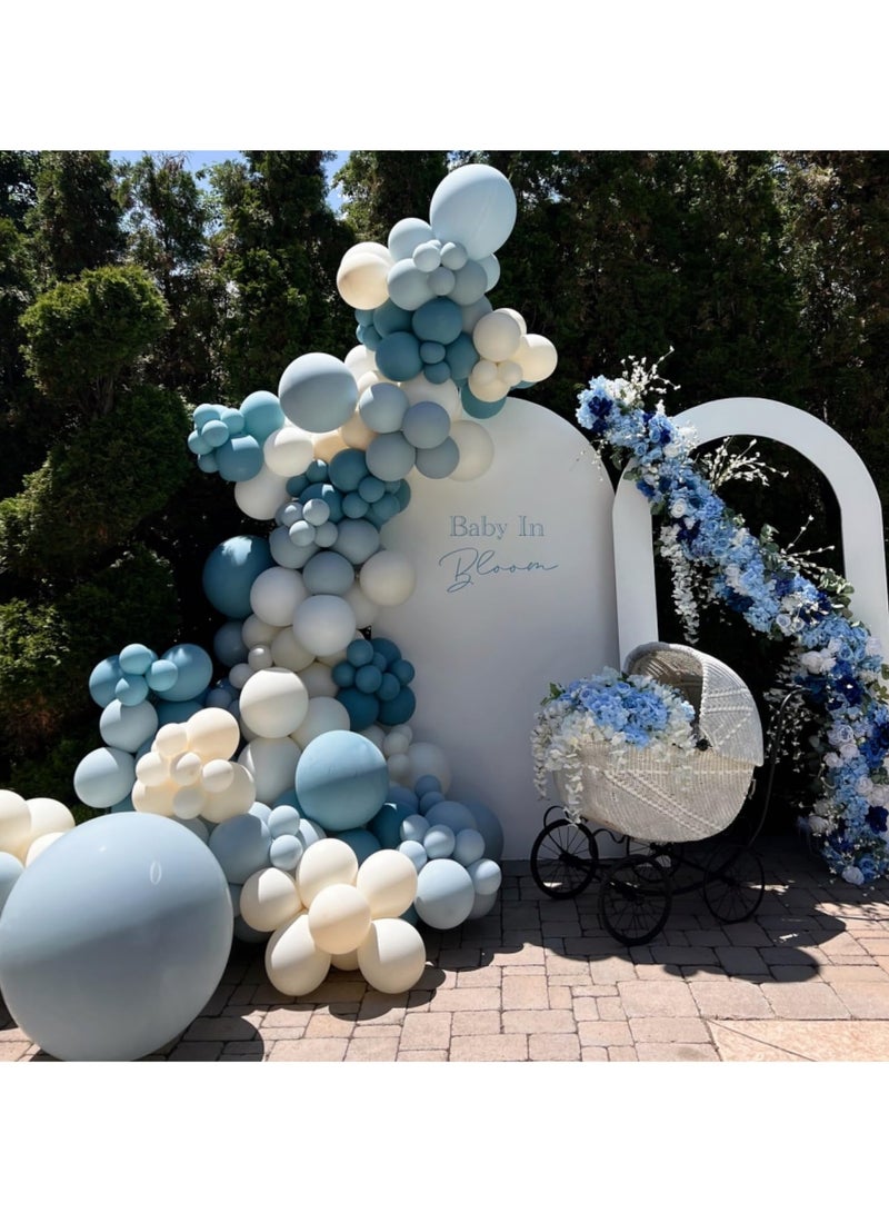 الغبار الأزرق بالون اكليلا من الزهور عدة - 125 قطعة بالون الأزرق قوس عدة ، مع الغبار الأزرق ، الأزرق الطفل ، والرمل الأبيض والأبيض بالون - مثالية للأطفال دش عرس الفتيان عيد ميلاد الديكور - Image 4