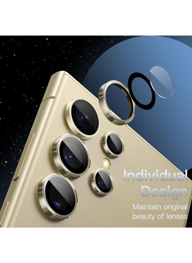 wexon - Camera Lens Protector for Samsung Galaxy S24 Ultra (Gold) Single Ring Cover 9H Tempered Glass HD - Gold - Image 1