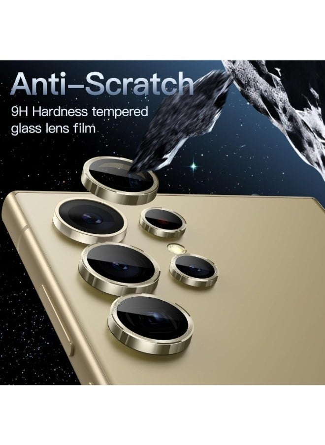 wexon - Camera Lens Protector for Samsung Galaxy S24 Ultra (Gold) Single Ring Cover 9H Tempered Glass HD - Gold - Image 1