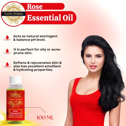 Exotic Aromas Rose Essential Oil 100 Ml for Aromatherapy - Image 3