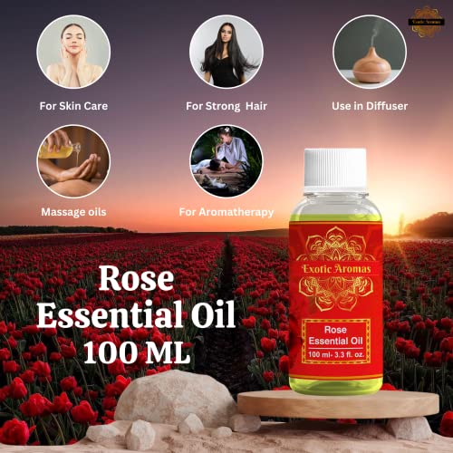 Exotic Aromas Rose Essential Oil 100 Ml for Aromatherapy - Image 2