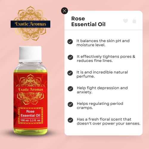 Exotic Aromas Rose Essential Oil 100 Ml for Aromatherapy - Image 4