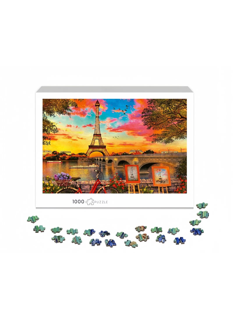 1000-piece puzzle | Twilight Paris Seine-themed Hand-painted style High-quality puzzle game - Family entertainment / Friendship souvenir gift - Image 2