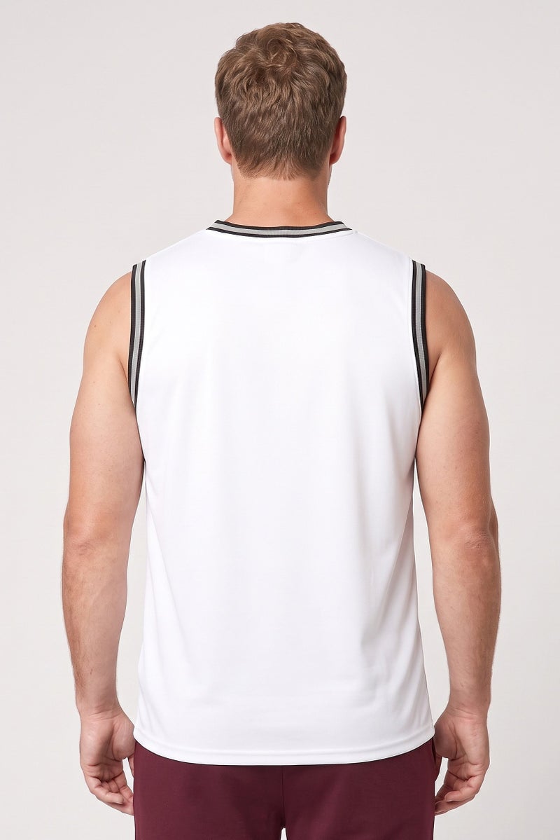 RBX Men Sportswear Fit Sleeveless Basketball Vest, White - Image 4