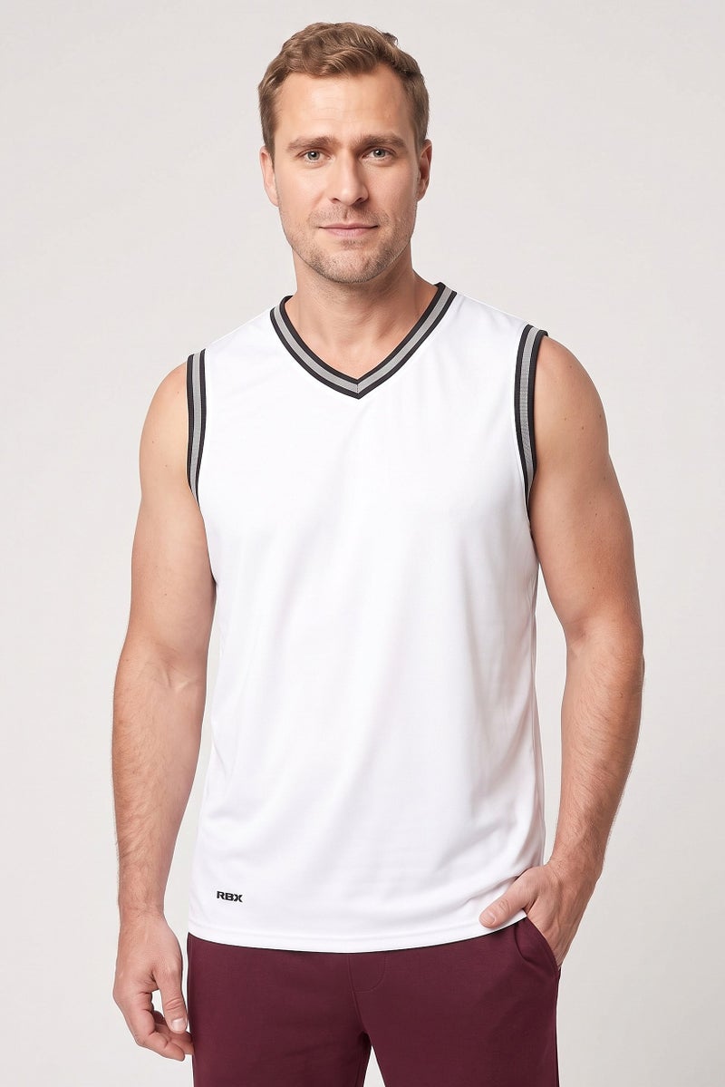 RBX Men Sportswear Fit Sleeveless Basketball Vest, White - Image 1