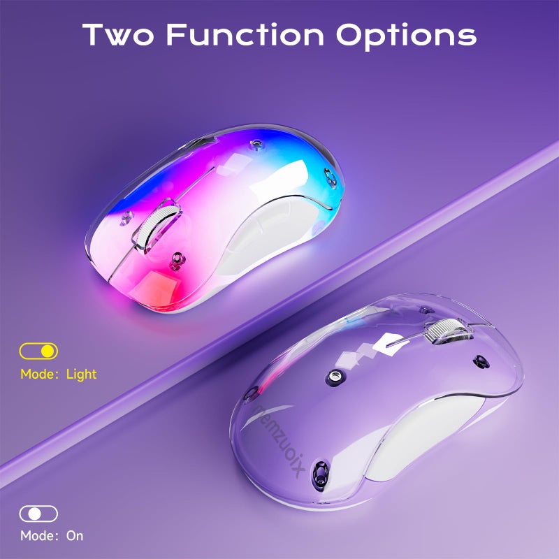 memzuoix 2.4G LED Wireless Mouse, Rechargeable Ergonomic Mouse with Detachable Cover, 1400 DPI Portable Optical Computer Mouse with USB Receiver for Laptop, PC, Desktop and MacBook, 5 Buttons-Purple - Image 2