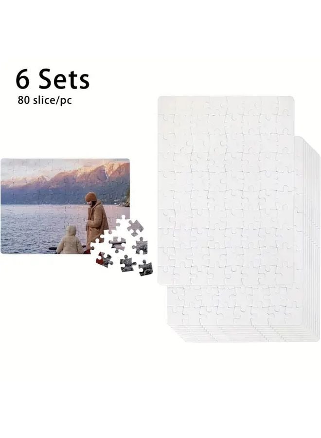 6 مجموعات 80 قطعة ألغاز ورقية مستطيلة فارغة لحرف نقل الحرارة لمشاريع التسامي والهدايا - Image 4