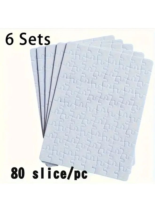 6 مجموعات 80 قطعة ألغاز ورقية مستطيلة فارغة لحرف نقل الحرارة لمشاريع التسامي والهدايا - Image 1