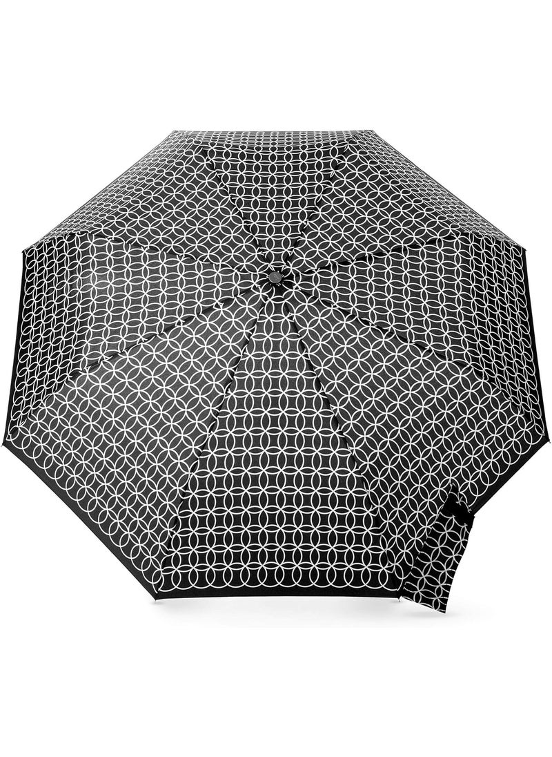 totes Manual Open Umbrella 43 Arc Coverage  Totescoat Repellency BlackWhite Patterned