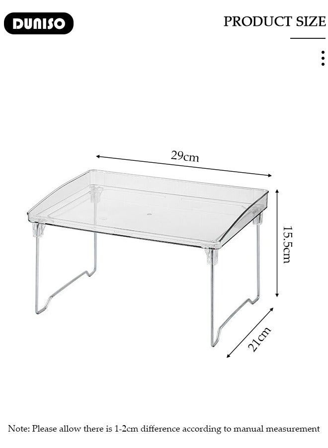 DUNISO 2 قطع رفوف أكريليك قابلة للطي للتخزين المنزلي، رفوف قابلة للتكديس لمطبخ الحمام، تنظيم سهل لأسطح المطبخ والخزائن - Image 4
