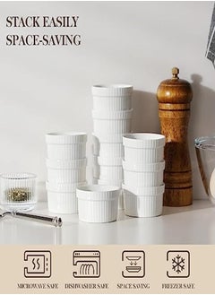Generic MALACASA Ramekins 1.5 oz set of 12 Mini Ceramic Creme Brulee Ramekins White Custard Cups Small Dipping Bowls for Kitchen Serving Sauce Condiments Dishwasher Oven Safe Series RAMEKIN.DISH  - Image 4