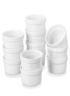 Generic MALACASA Ramekins 1.5 oz set of 12 Mini Ceramic Creme Brulee Ramekins White Custard Cups Small Dipping Bowls for Kitchen Serving Sauce Condiments Dishwasher Oven Safe Series RAMEKIN.DISH  - Image 1