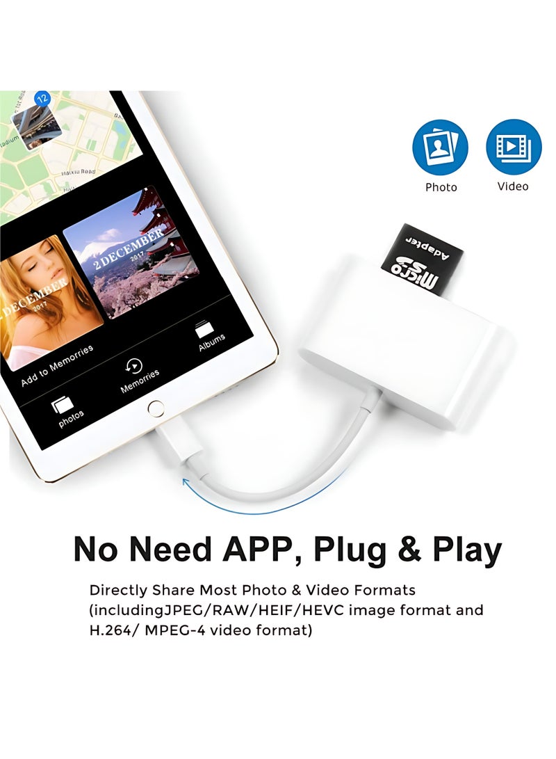 XiaoGiqi قارئ بطاقة SD لجهاز iPhone، محول كاميرا USB 4 في 1، محول USB OTG متوافق مع بطاقة SD/TF، قارئ بطاقة الذاكرة محمول USB 3.0، محول بطاقة SD مع منفذ شحن سريع - Image 3