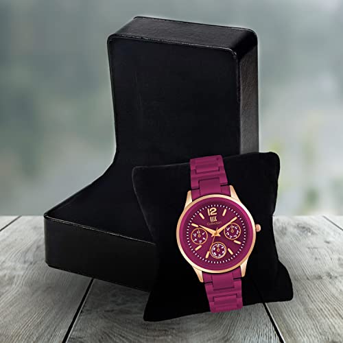 IIK COLLECTION Watch for Women Round Studded Dial Girls Watches |Analogue Quartz Movement Ladies Watch Long Battery Life Stainless Steel Chain Strap Double Lock Clasp Safety Watch for Girls. - Image 2
