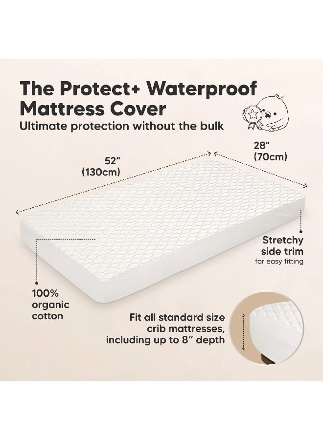 KeaBabies Mavy Protect+ Waterproof Crib Mattress Protector 2 Pack, Soft White - Image 2