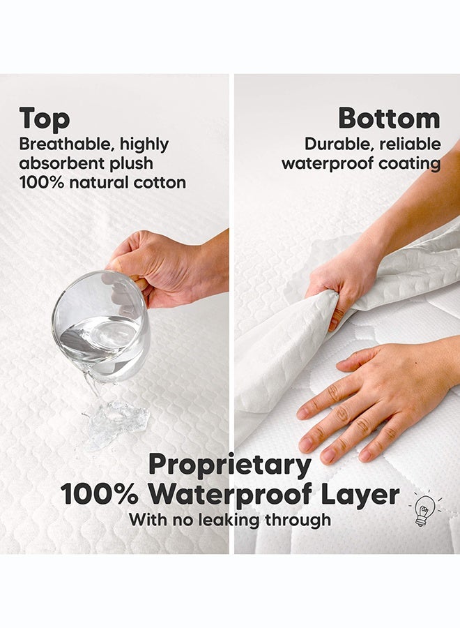 KeaBabies Mavy Protect+ Waterproof Crib Mattress Protector 2 Pack, Soft White - Image 4