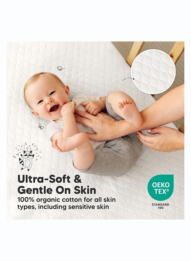 KeaBabies Mavy Protect+ Waterproof Crib Mattress Protector 2 Pack, Soft White - Image 5