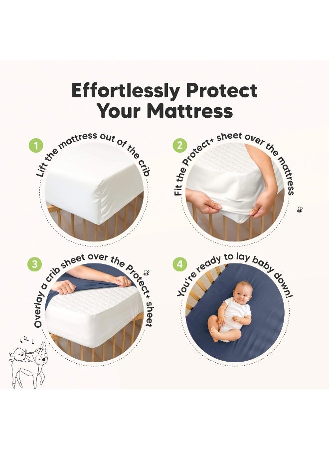 KeaBabies Mavy Protect+ Waterproof Crib Mattress Protector 2 Pack, Soft White - Image 3