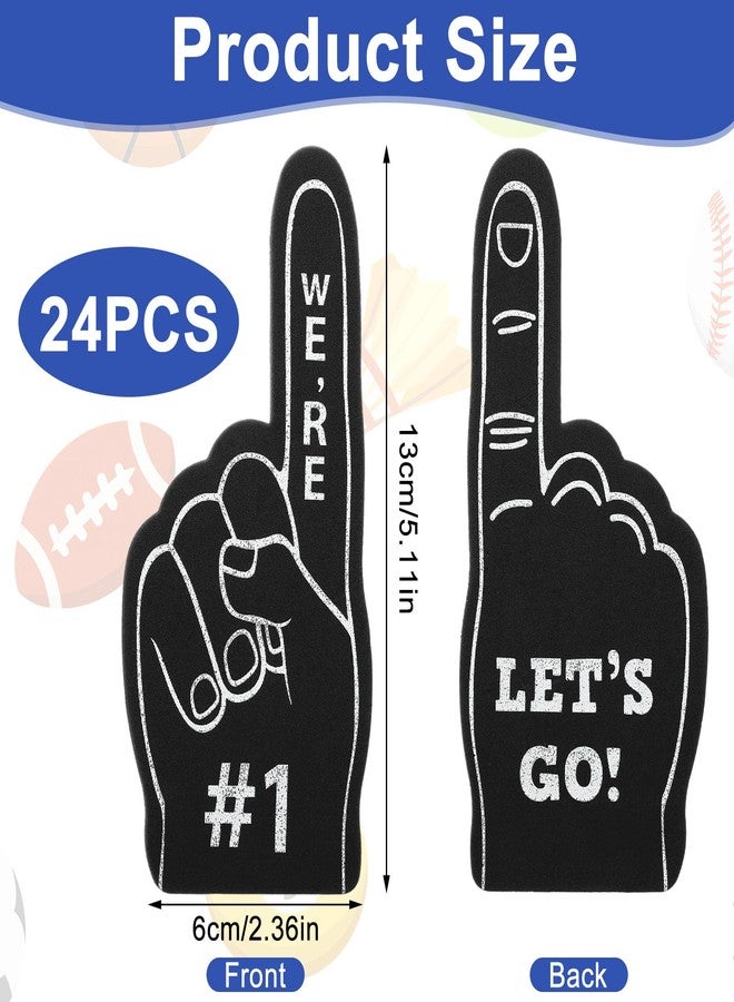 IANFAN Mini Foam Finger, 24 Pcs Black Mini Foam Finger Party Favors, Sports Themed Party Supplies For Baseball Hockey Football Basketball Events, Team Gifts - Image 2