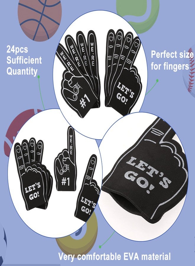IANFAN Mini Foam Finger, 24 Pcs Black Mini Foam Finger Party Favors, Sports Themed Party Supplies For Baseball Hockey Football Basketball Events, Team Gifts - Image 3