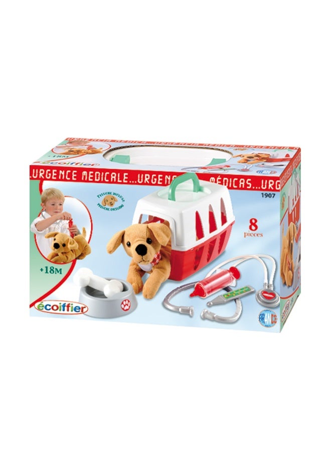 Ecoiffier Medical Veterinary Dog Carry Case Playset (8 pieces) - Image 1