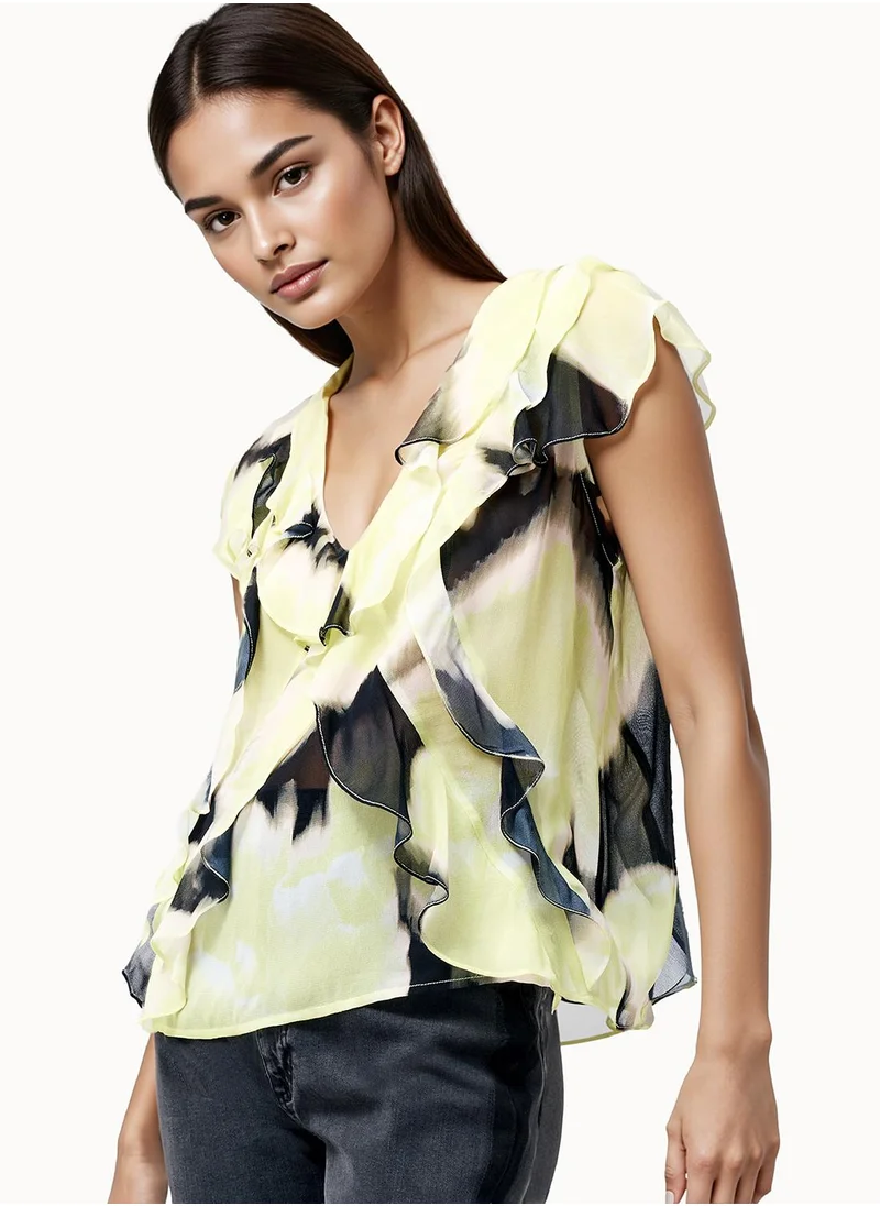 فرنش كونكشن V Neck Regular Viscose Blouse