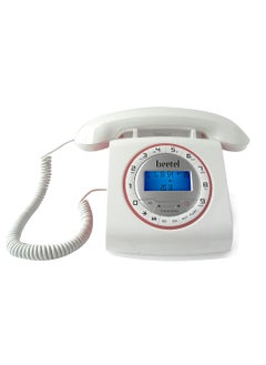 Beetel M73 Caller ID Corded Landline Phone with 16 Digit LCD Display, Retro Design, Alphanumeric Keypad, 2-Way Speaker Phone, Adjustable Ringing (White & Red)(M73)