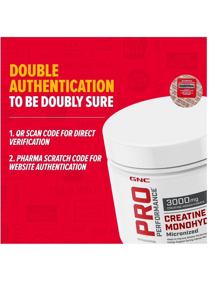 GNC - Pro Performance Micronized Creatine Monohydrate 100 gm  33 Serving Instantized Fuels Muscles Increase Muscle Mass Rapid Absorption  Lab Tested Unflavoured  Boosts Athletic Performance - Image 1