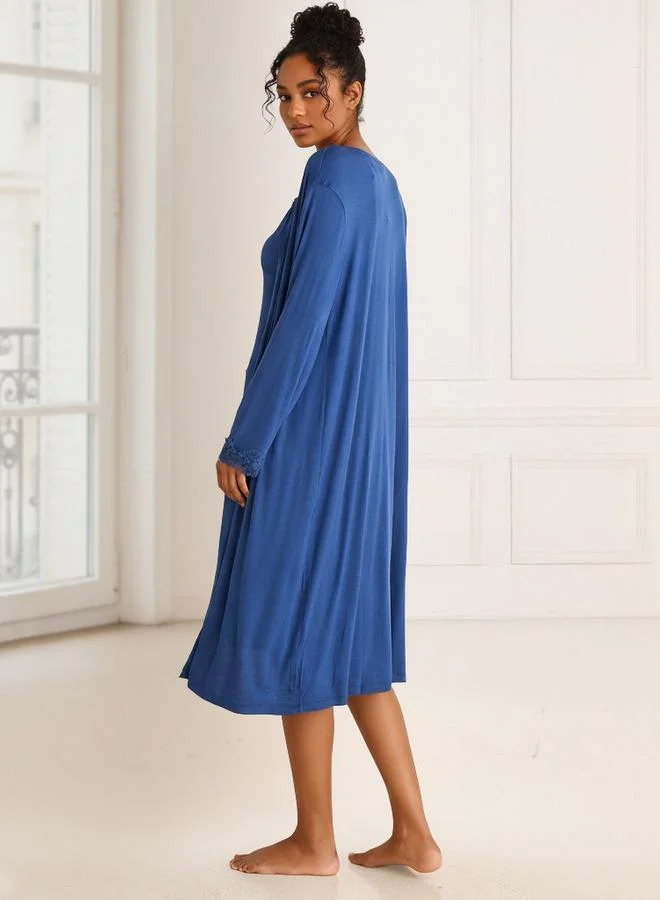 Splash FAV Night Dress with Robe Sleeveless Lace Detail