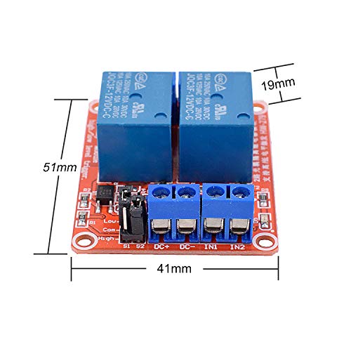 Valefod [2-Pack] DC 12V Relay Module 2-Channel Relay Switch with Optocoupler Isolation High/Low Level Trigger - Image 4