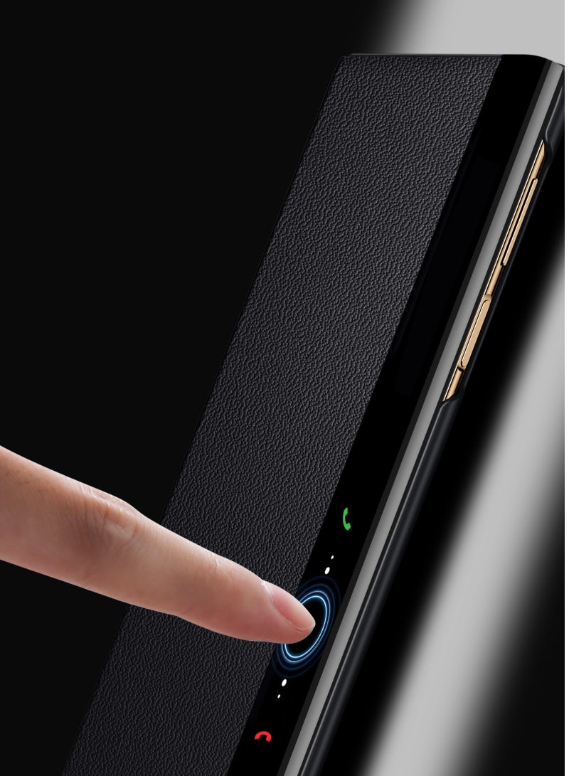 عام غطاء جلدي متوافق مع هواوي ميت إكس تي، مزود بقاعدة معصم مخفية، مقاوم للزلازل والسقوط، مع نافذة ذكية للاستيقاظ/النوم التلقائي - يوفر حماية فاخرة وذكية للهاتف القابل للطي. - Image 3