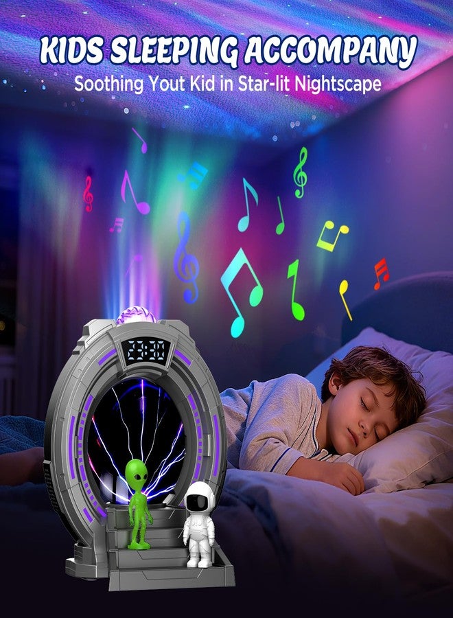 Flumy Galaxy Northern Lights Projector, Plasma Globe Lamp Aurora Projector for Kids with White Noise Alarm Clock, Boys Room Decor with Music, Ideal Gifts for Sci-Fi Fans - Image 4