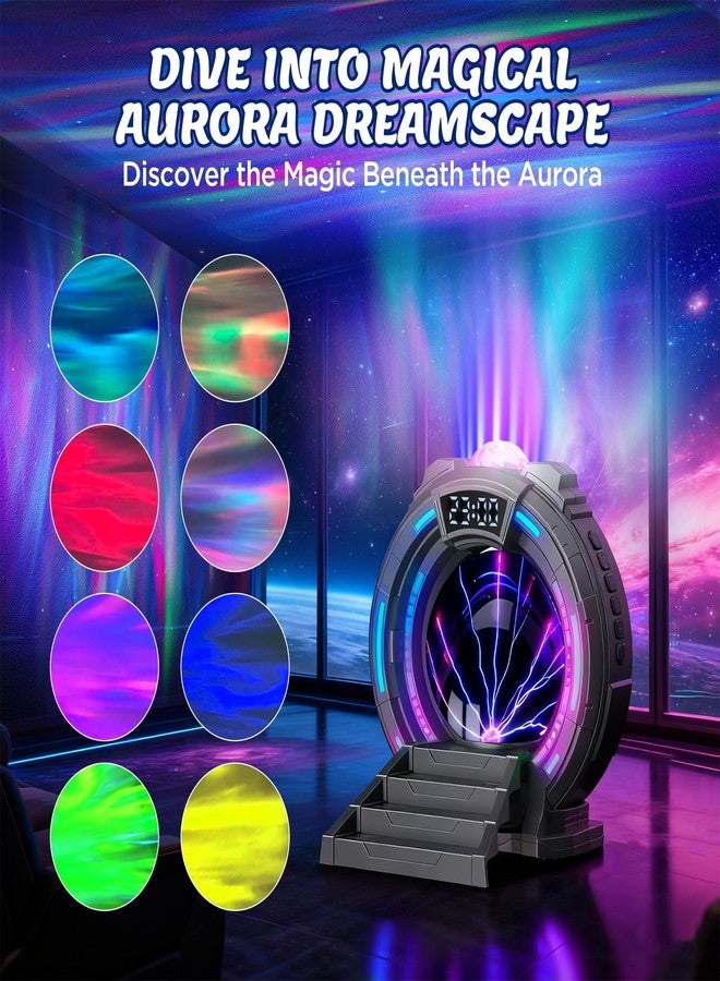 Flumy Galaxy Northern Lights Projector, Plasma Globe Lamp Aurora Projector for Kids with White Noise Alarm Clock, Boys Room Decor with Music, Ideal Gifts for Sci-Fi Fans - Image 2