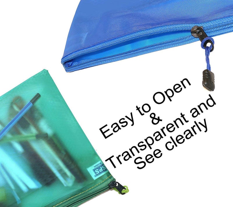 TULMAN 5 Pieces B5 Size Transparent Waterproof Travel Storage Pouch Organizer Mesh Bag with Zipper for Cosmetic Jewelry Makeup Pen Pencil Case (Color May Vary), Multicolor - Image 4