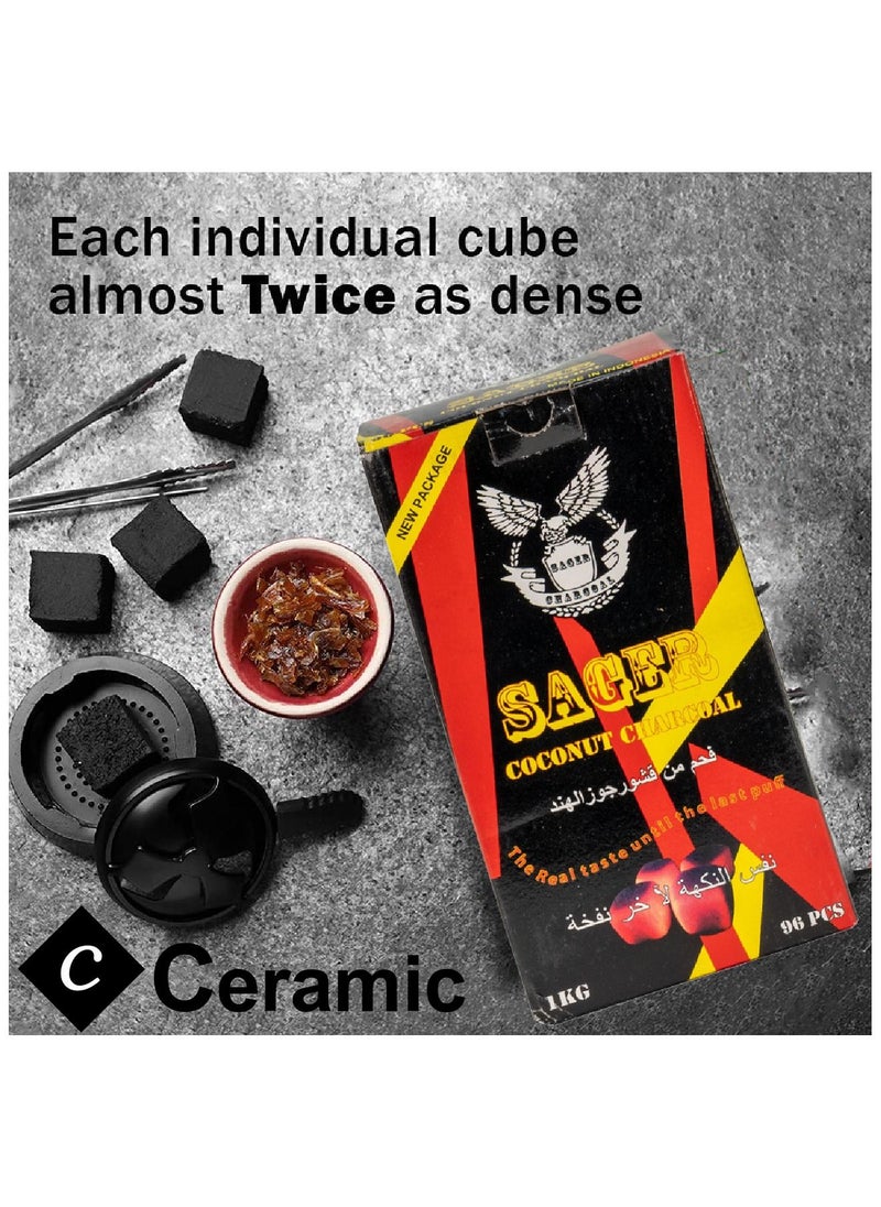 CERAMIC - Sager Charcoal Quick Ignite and Long Lasting 96 Pieces 3 Boxes Combo Pack - Image 1