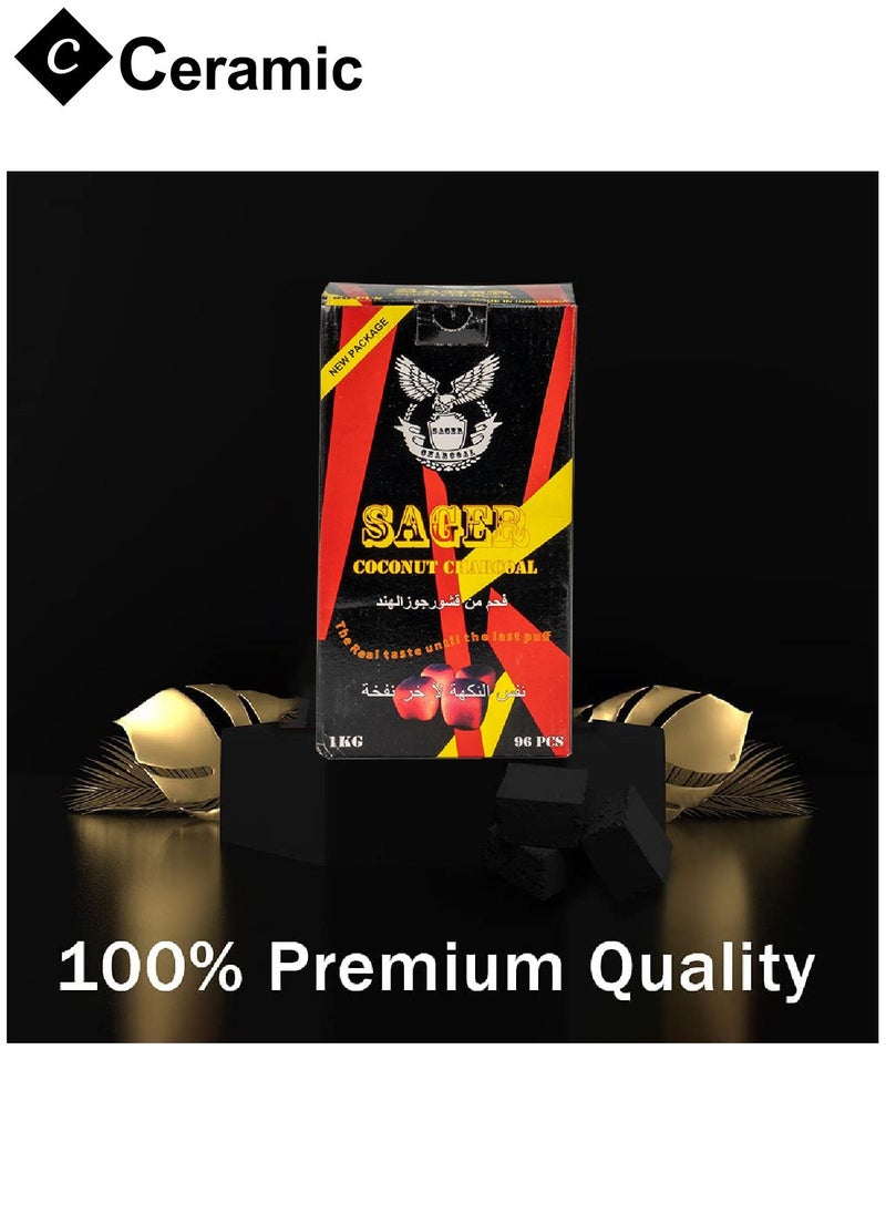 CERAMIC - Sager Charcoal Quick Ignite and Long Lasting 96 Pieces 3 Boxes Combo Pack - Image 1