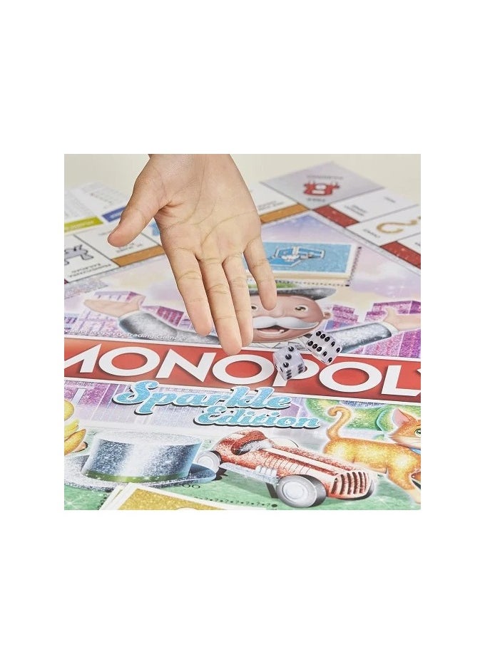 Hasbro/Disney Monopoly Sparkle Edition Board Game – Glittery Tokens & Pearlescent Dice | Sparkly Family Fun for Game Night | Glitter Board Game for Kids & Adults  - Image 4