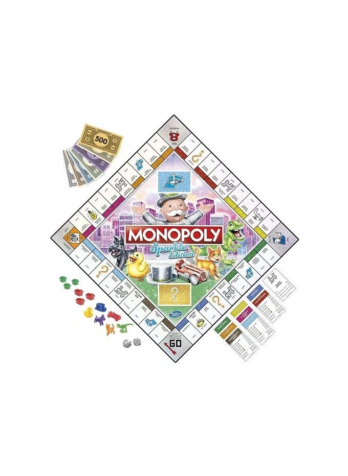 Hasbro/Disney Monopoly Sparkle Edition Board Game – Glittery Tokens & Pearlescent Dice | Sparkly Family Fun for Game Night | Glitter Board Game for Kids & Adults  - Image 3