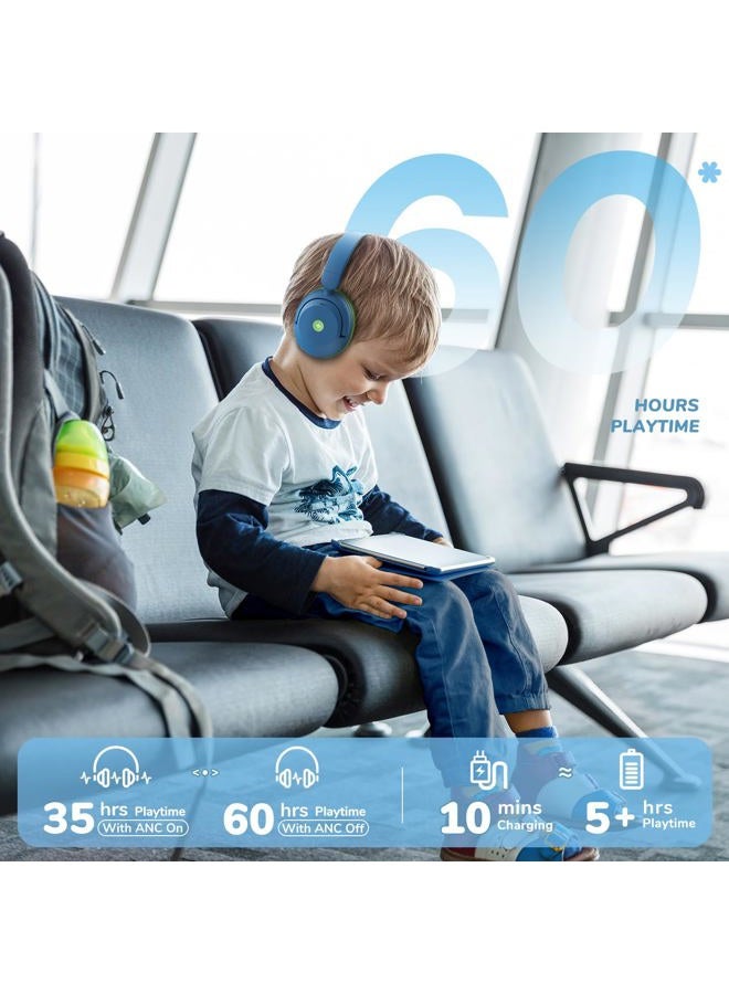 iClever BTH20 Active Noise Cancelling Headphones for Kids, Two ANC Modes, 60H Play Time, 80dBA Safe Volume, Bluetooth5.4, Award-Winning Over Ear Kids Headphones Wireless AUX Cord for Airplane Travel - Image 3