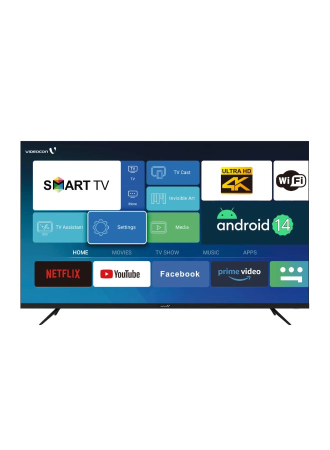 فيديوكون تلفاز ذكي 50 بوصة بدون حواف 4K UHD أندرويد 14 | جهاز تحكم صوتي | بلوتوث | منافذ HDMI و USB متعددة | حامل حائط مجاني – نموذج E50EL1100 - Image 1