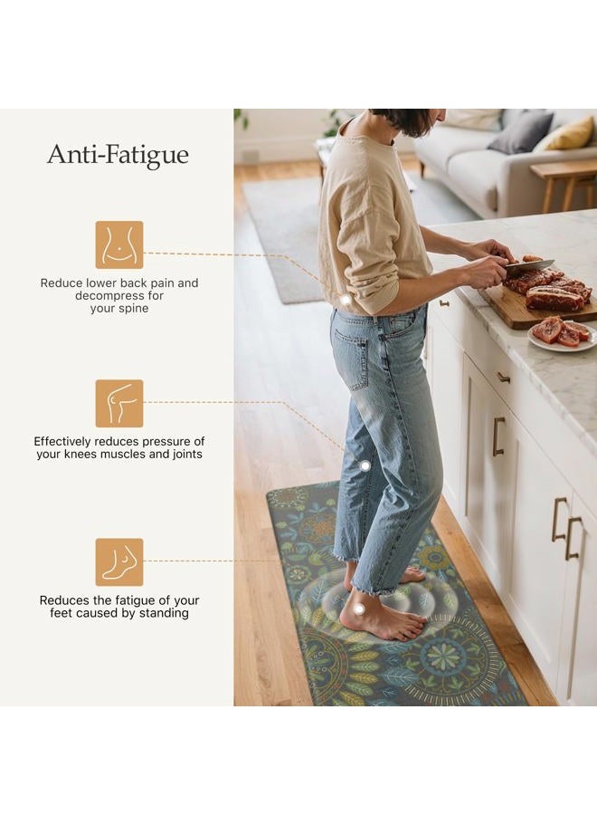 GENIMO Kitchen Mats for Floor 2PCS, Cushioned Kitchen Rugs Non Slip Washable, Farmhouse Anti Fatigue Mat Waterproof, Comfort Standing Mat Rug for Office, Home, Laundry, 17.3"x47"+17.3"x30", Green - Image 3