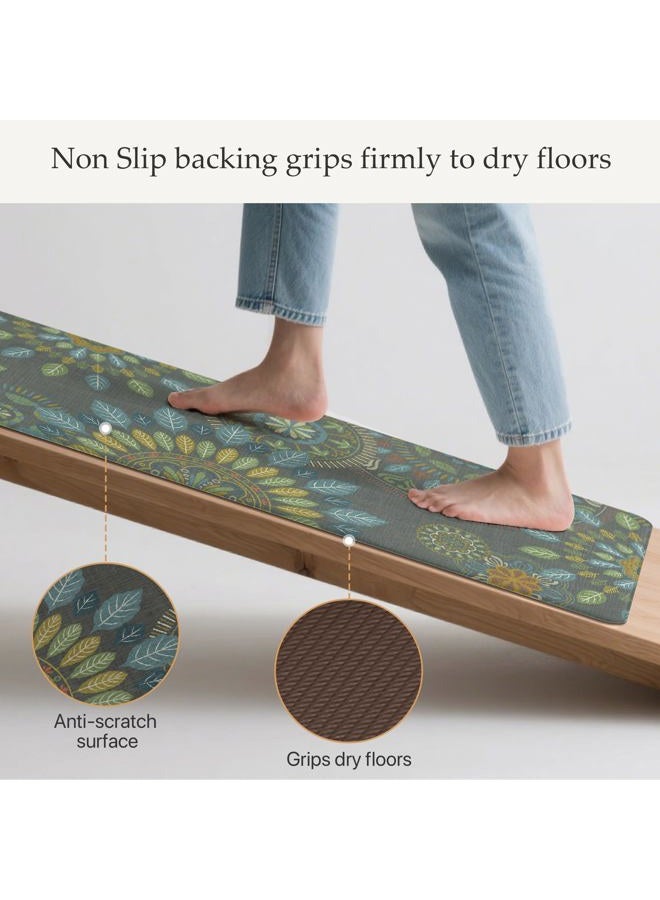 GENIMO Kitchen Mats for Floor 2PCS, Cushioned Kitchen Rugs Non Slip Washable, Farmhouse Anti Fatigue Mat Waterproof, Comfort Standing Mat Rug for Office, Home, Laundry, 17.3"x47"+17.3"x30", Green - Image 4